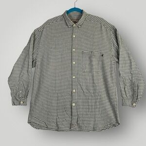 Vtg NO FEAR‎ Button Down LS Shirt Size XL Green Gray White Made in USA Cotton